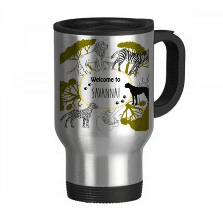 

African Welcom To Savanna Pinto Leopard life Travel Mug Flip Lid Stainless Steel Cup Car Tumbler Thermos