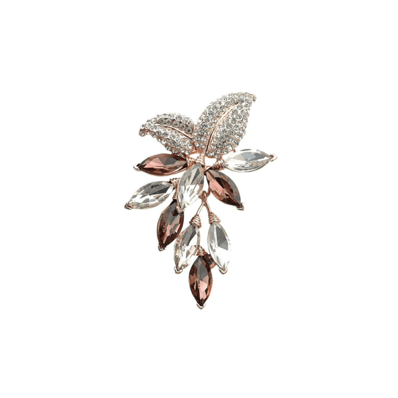 Don’t Ask Women’s Brown Clear Crystal Floral Branch Brooch – Elegant Floral Brooch for Autumn