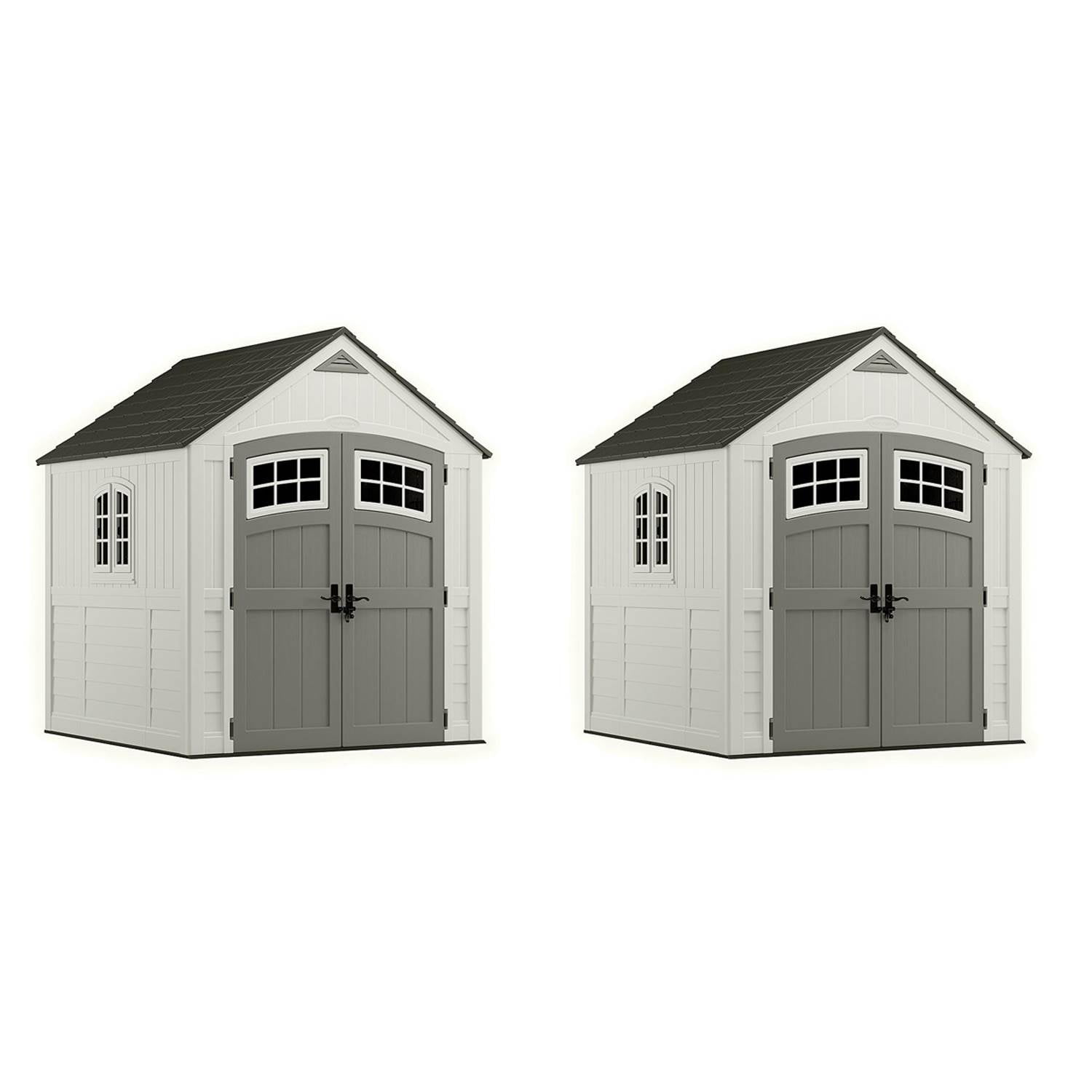 Suncast 7 x 7 Double-Wall Decorative Cascade Storage Shed, Vanilla (2 