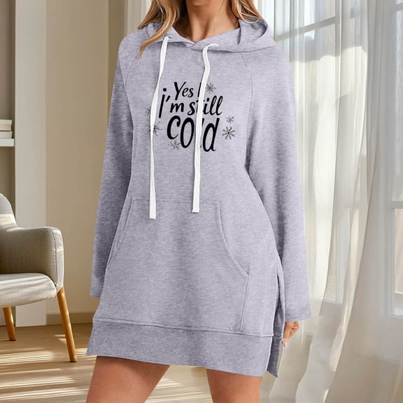 EchfiProm Womens Sweatshirts Pullover with Pockets Hoodies Comfy Gray Hooded Long Sleeve Tunic Tops for Womem Letter