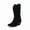 Black, variant on Women's Cowboy Knee-High Boots Pointed Toe Mid Chunky Heel Pull On Slouchy Booties Outdoor Travel