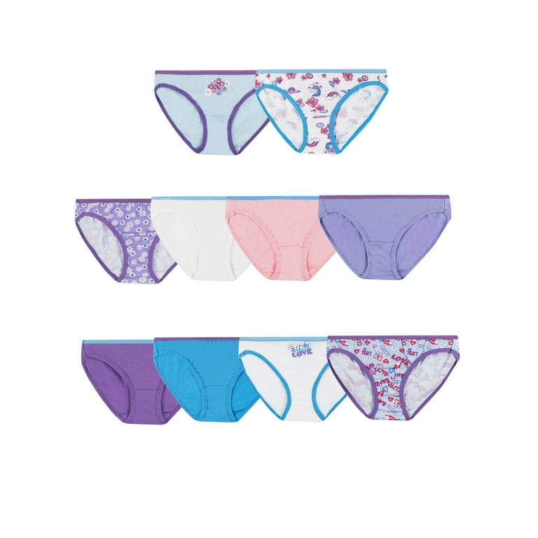 Hanes Girls' Cotton Bikini Underwear, 10-Pack Assorted 1 10