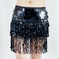 thumbnail image 2 of QATAINLAV Belly Dance Costumes for Women Sequins Tassel Hip Scarf Mini Skirt Fashion Party Club Outfits Black, 2 of 6