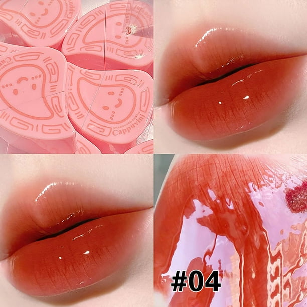 Lápiz labial Red Peach Cake Lip Glaze Mirror Water Gloss Glass Lip Glaze 3,4 ml un lápiz labial