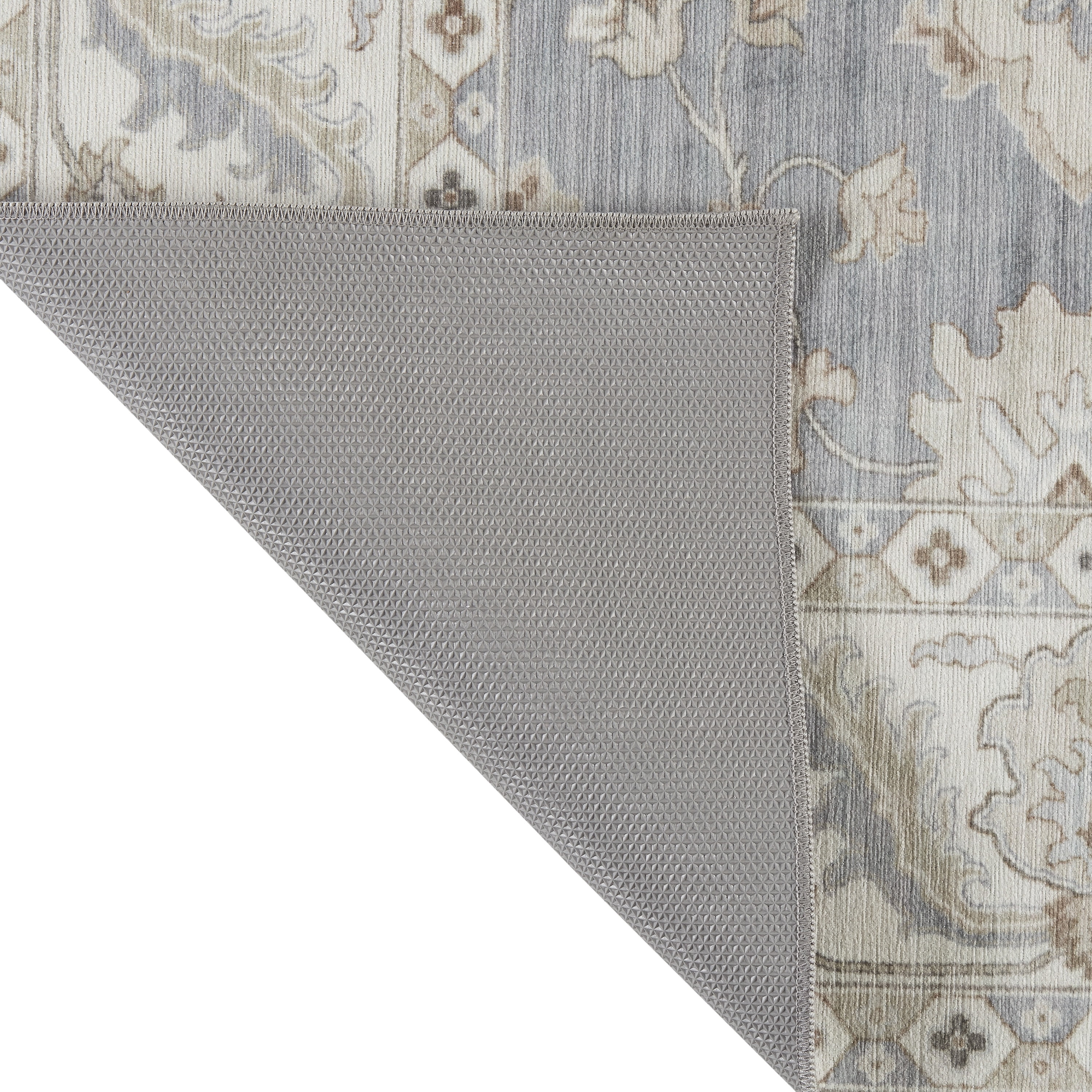 Blue/Taupe Medallion Washable Skid-Resistant Area Rug, 2' 7.5" x 4' 2"