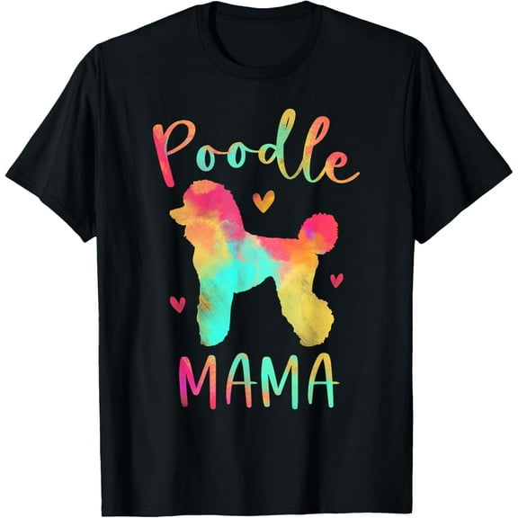 t-shirt Poodle Mama Colorful Poodle Gifts Dog Mom T-ShirtMen and women can wear, black T-shirts, gifts. Age: M,L，XL 2XL, 3XL, 4XL