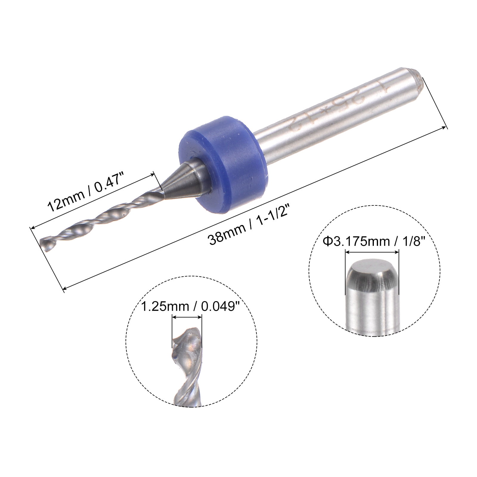 Unique Bargains 10pcs 1/8 Inch Shank 1.25mm Solid Tungsten Carbide Micro PCB Drill Bit Set