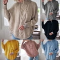 thumbnail image 2 of Suéter Otoño Invierno Europa y Estados Unidos Suéter de Punto de Cuello Semi Alto Suelto con Mangas Murciélago para Mujer, 2 of 5