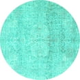 thumbnail image 1 of Ahgly Company Indoor Round Persian Turquoise Blue Traditional Area Rugs, 6' Round, 1 of 4