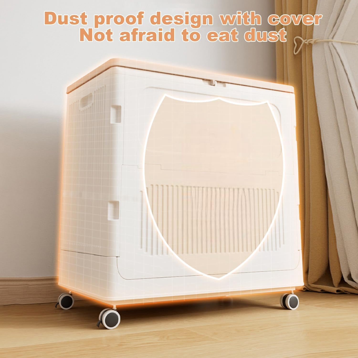 EastVita Foldable Laundry Hamper with Lid and Wheels, 123L Large Capacity Dirty Clothes Hampers Plastic Rolling Laundry Basket Household Storage Box
