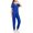 Blue-04, variant on Uniform Medical for Women Round Neck Top and Pants Set Short Sleeve Elastic Waist Cuffed Pants with pockets Casual Workwear Uniform