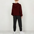thumbnail image 5 of Sweatsuits Boys Girls 2 Piece Jogging Outfits Sportswear Long Sleeve Hoodie and Jogger Pant Sets Kids 2-14 Years (13 Years, Wine), 5 of 5
