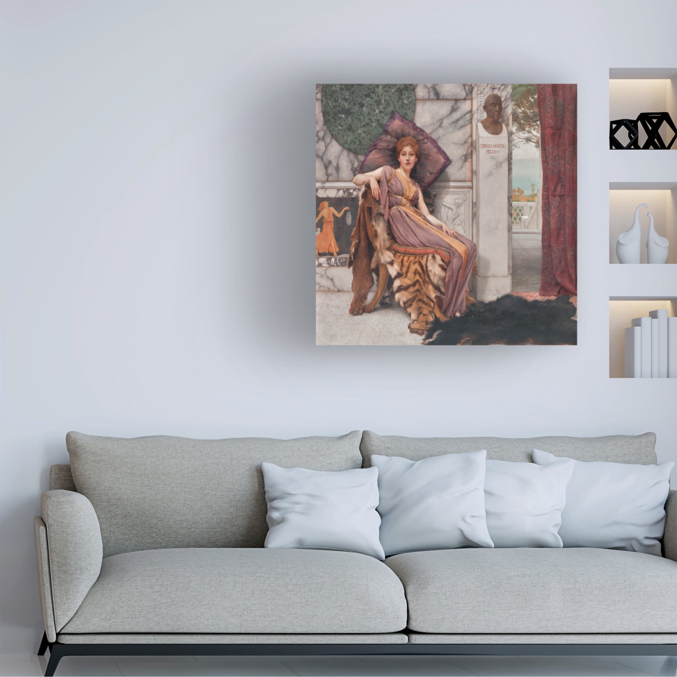Canvas Wall Art - Masters Collection 'Sweet Idleness II John William Godward' Wall Art for Living Room, Bedroom, or Office Décor by Trademark Fine Art - 24 x 24 Inches