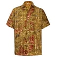 thumbnail image 5 of HAPPY BAY Men's Hawaiian Shirt Vacation Beach Shirts Casual Button Down Short Sleeve Dress Shirts for Men S Aztec, Autumn Gold, 5 of 6