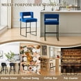 thumbnail image 3 of Sweiko Bar Stools Set of 2, Velvet Counter Height Bar Chairs, Square Open Backrest Kitchen Island Chairs, 26" Modern Bar stools with Black Iron Legs for Home Bar Pub, 3 of 8