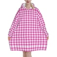thumbnail image 1 of Couverture à Capuche Surdimensionnée à Carreaux Roses Confortable Cadeau d'Hiver Chaud pour Adultes avec Poche, 1 of 6