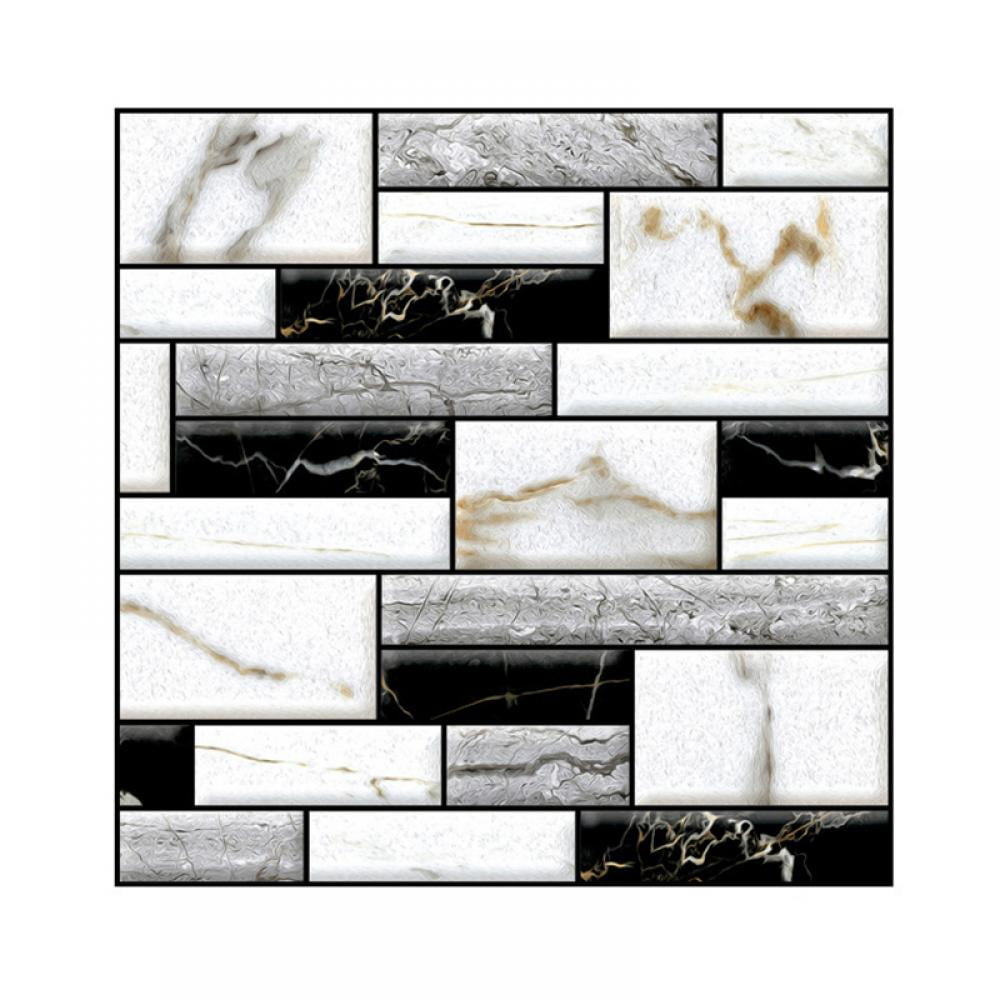 10 Pcs 3D Tile Stickers Marble Decorative Wallpaper Pvc Wall Stickers Anti-Collision And Splash Wall Panels