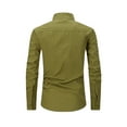 thumbnail image 3 of VERUGU Mens Casual Long Sleeve Button Down Henley Shirts Fall Winter Banded Collar Half Cardigan Solid Slim Cotton Tops Green XL, 3 of 3