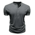 thumbnail image 4 of hotojiny Men's Henley Shirts Classic Fit Stretch Crewneck Muscle T-Shirt Half Button Gym Workout Athletic Top Summer Tees, 4 of 7