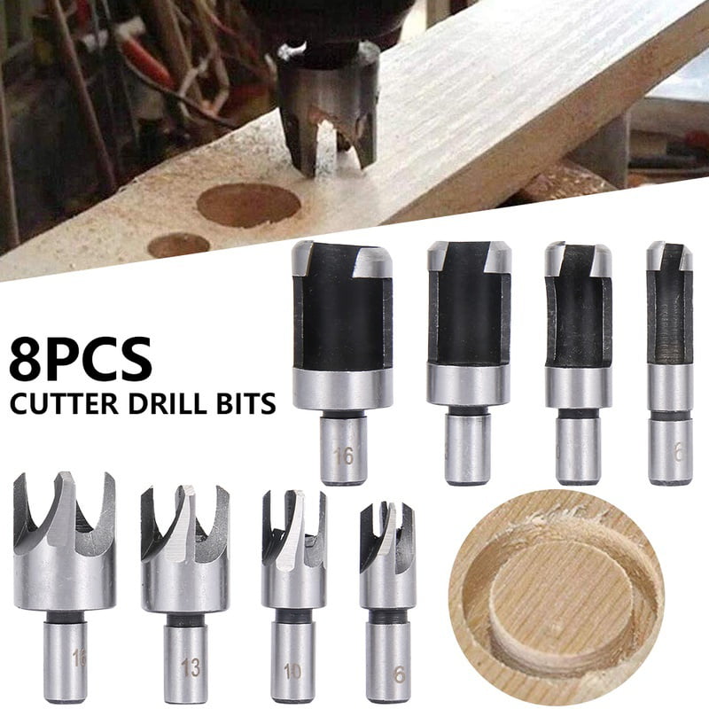 8PCS Wood Plug Cutter Cutting Tool Drill Bit Set 6/10/13/16mm Woodworking Cork 