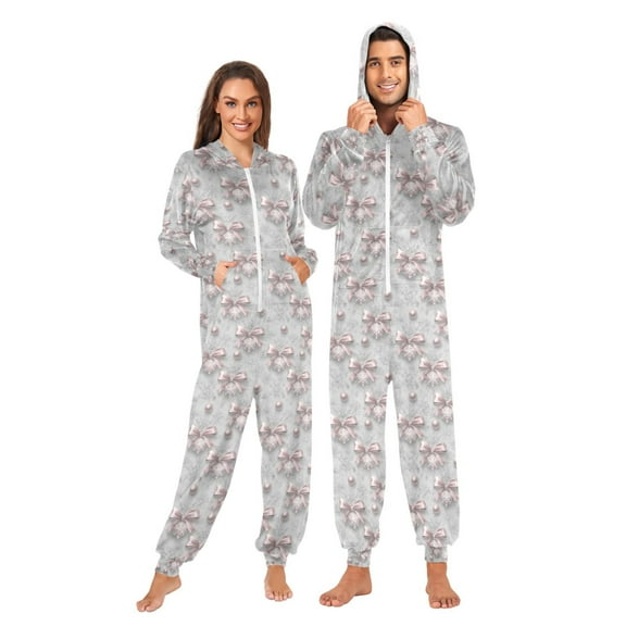 joogoo Bows Christmas Balls Unisex Adults Onesies Pajamas Jumpsuits L