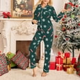 thumbnail image 7 of LINGLANG Christmas Pajamas For Women Set Flannel Long Sleeve Button Down Top With Long Pants Comfortable Cozy Nights Xmas Print Pjs Sleepwear Loungewear Nightwear Nightclothes Homewear, 7 of 7