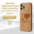 thumbnail image 2 of Case Yard Wooden Case Outside Soft TPU Silicone Slim Fit Shockproof Wood Phone Cover for Girls Boys Men and Women Supports Wireless Charging I Love Istanbul Design case for iPhone-12-Pro-Max, 2 of 7
