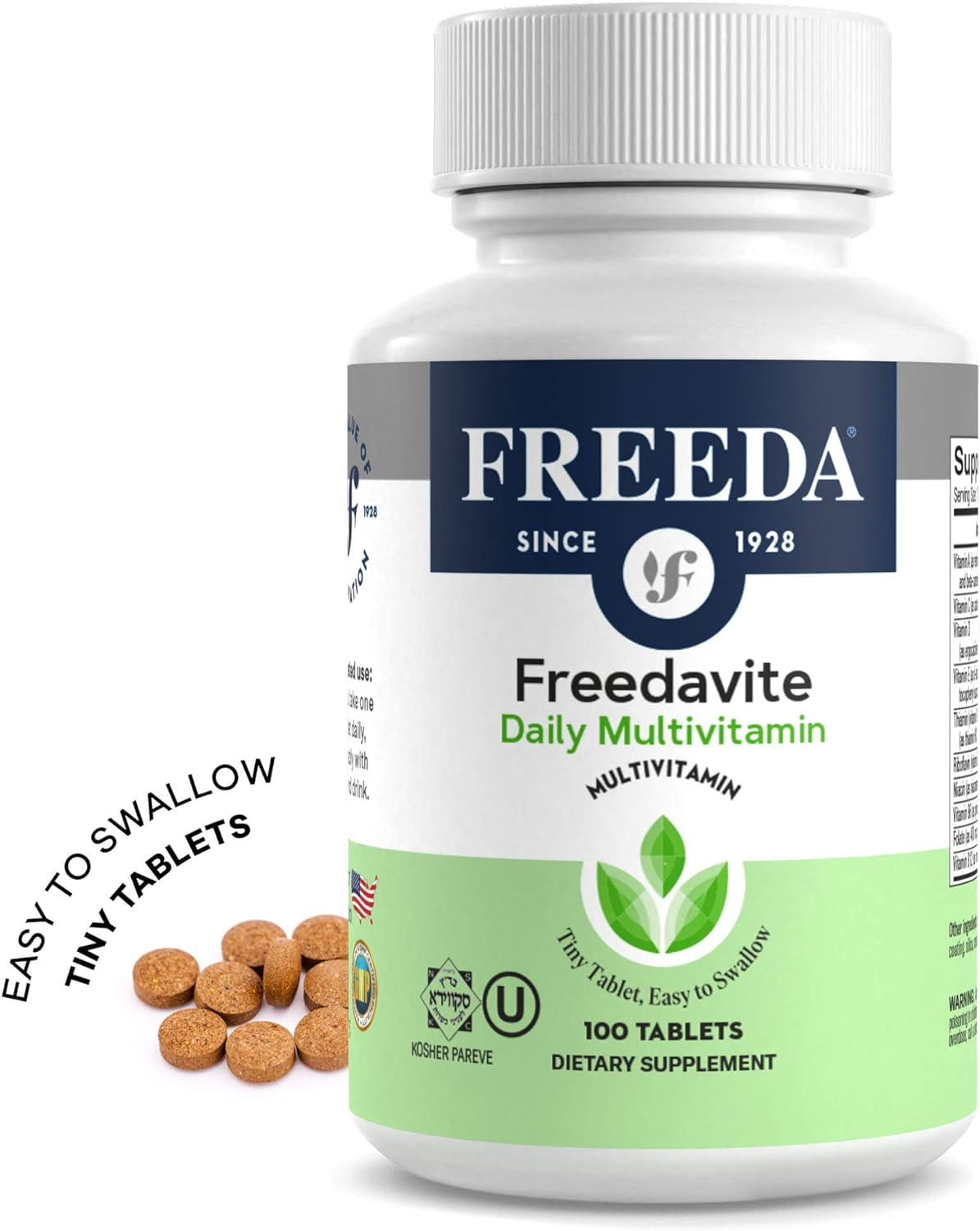 Freeda Multivitamin for Women and Men with Vitamin B1, B2, B6, B12, Folic Acid, and More, 100 Tablets