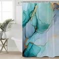 thumbnail image 4 of Marble Texture Shower Curtain Set ，Waterproof Fabric Shower Curtains Teal Gold Cracks Abstract Modern Shower Curtains for Bathroom,Bathroom Decor 60"x72", 4 of 6