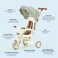 thumbnail image 6 of 7-in-1 Foldable Baby Tricycle with Adjustable Parent Handle – Toddler Trike with Safety Harness, Wheel Brakes & Removable Canopy for Boys & Girls, 6 of 7