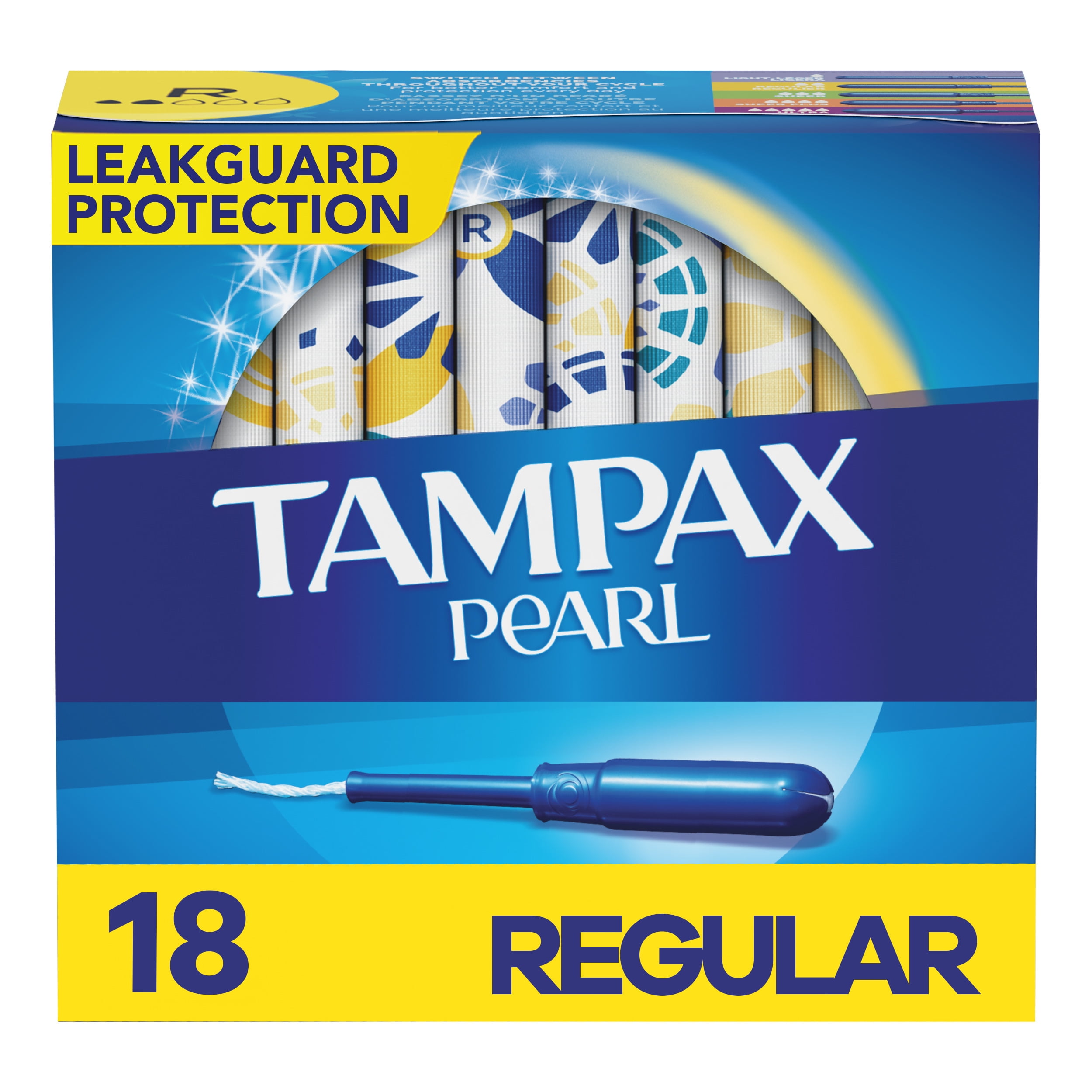 Tampax Pearl Tampons, with LeakGuard Braid, Regular Absorbency, Unscented,  18 Ct - Walmart.com