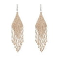thumbnail image 4 of Jewelry Handmade Bohemian Tassel Earrings with Beaded Fringe Design 1 Pair Earrings) Earrings for Women Breads Beige, 4 of 4