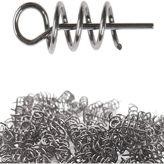 100PC Outdoor Fishing Crank Hook Centering Pin Stainless Steel Spring Pin Lock for Soft Lure Bait Worm Crank (Small)