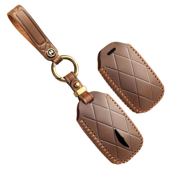 6 Buttons Leather Key Fob Cover Fit for Genesis GV60 GV80 G70 G90 2025 2024 2023 Keychain