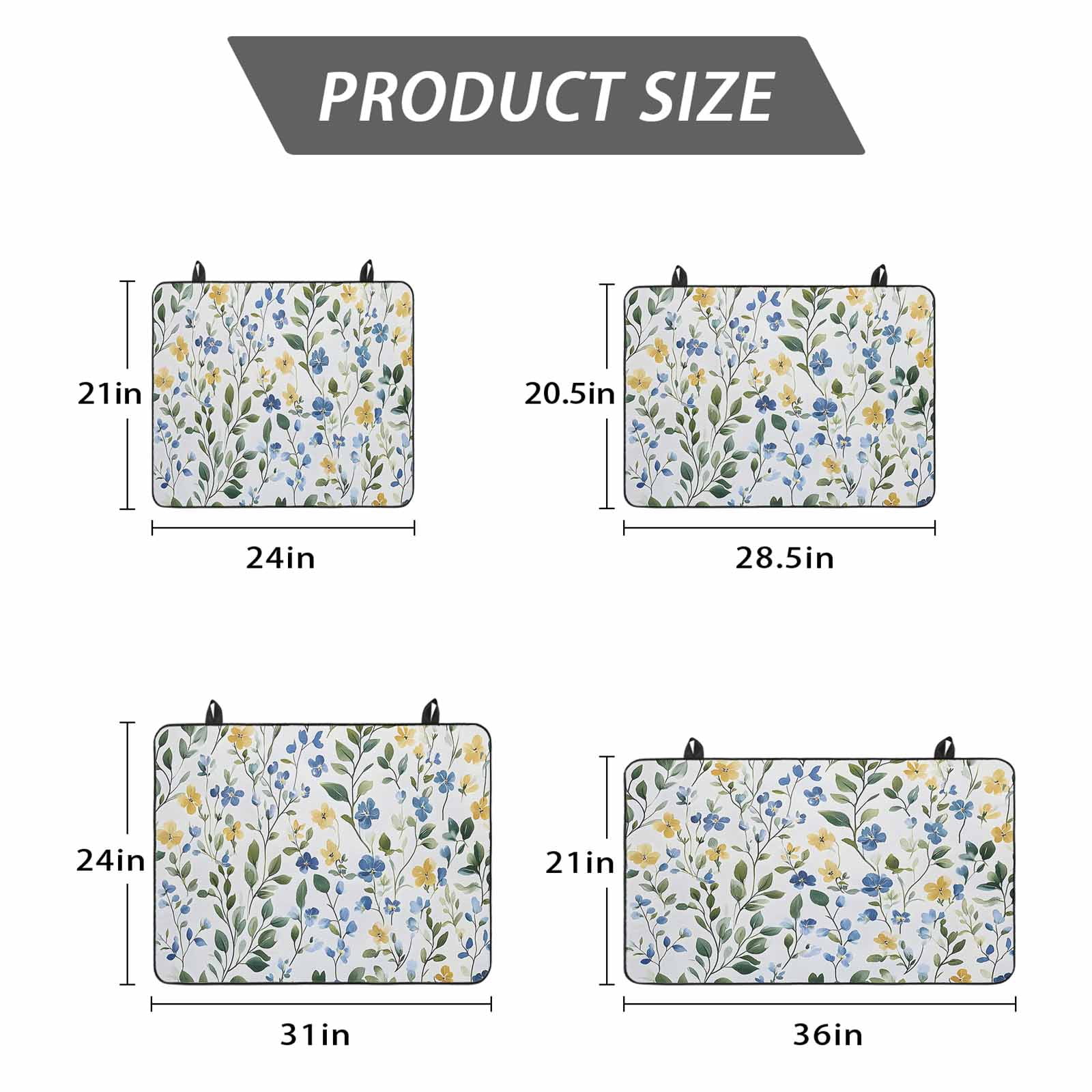 Blue Yellow Floral Spring Stove Top Cover for Electric Stove, Heat-proof & Non Slip Glass Top Stove Cover Protector, Summer Pastoral Botanical Green Kitchen Flat Cooktop Rubber Mat 24x21 Inches