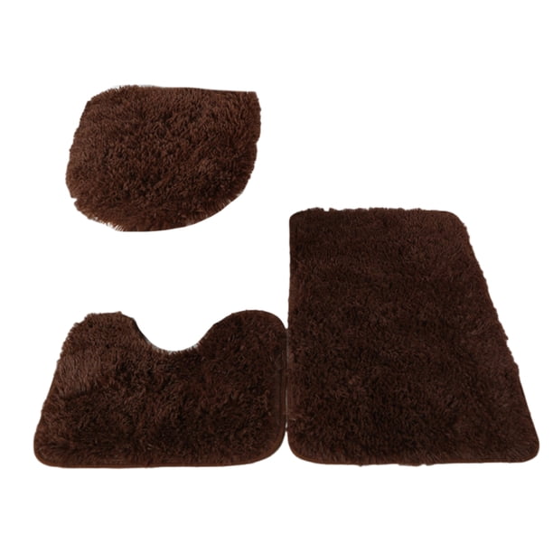 Yuarrent Juego de alfombrillas de baño de absorción de agua fuerte de textura de 3 paquetes por lote para baño sin daños en el suelo Juegos de accesorios de baño Café