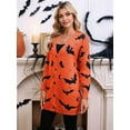 thumbnail image 4 of Women'S Button Cardigan Long Sleeve Loose Casual Knit Cardigan Halloween Bat Orange Color S, 4 of 8