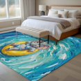 thumbnail image 5 of Funny Art Washable Living Room Rugs 6'x9', Summer Elephant Swimming Blue Sea View Oil Painting Low Pile Throw Large Area Rug Non-Slip Sturdy Edge Binding Carpet for Dining Room Kitchen Office, 5 of 9