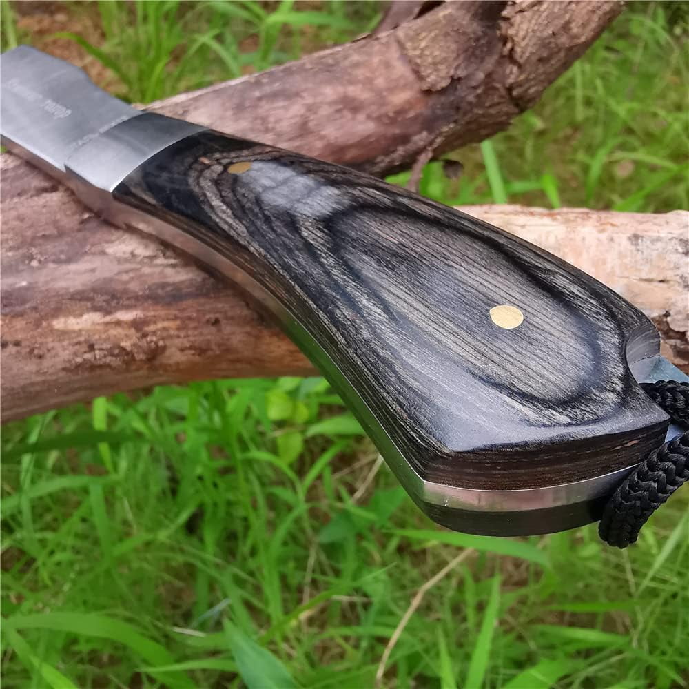 8.5" Camping Hatchet Axe with Nylon Sheath,Small Tomahawk Viking Forged High Carbon Steel for Full Tang Wooden Grip,Portable Outdoor Splitting Wood,Hunting Survival