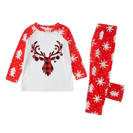 

Nomeniren Girls Boys Family Christmas Pajamas Homewear Set Christmas Deer Print Pajamas Holiday Pajamas Set Parent Wear