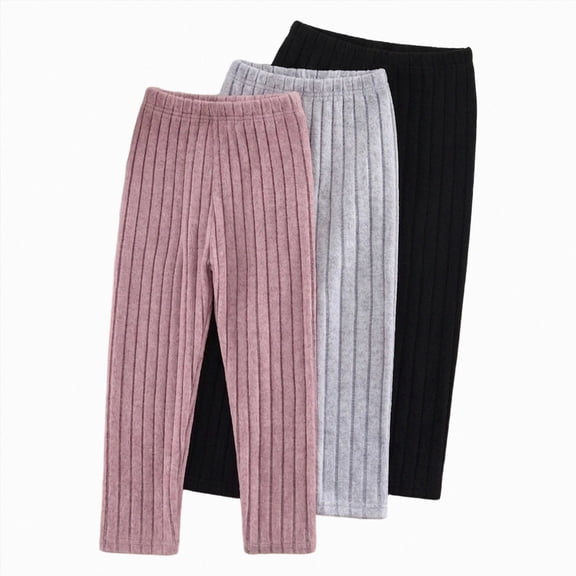 NIEWTR Baby & Toddler Girls' Ribbed Leggings (3 Pack) – Soft Cropped Cotton Blend Ribbed Pants