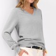 thumbnail image 6 of Loose Fit Pullover With V Neck Design Women's Long Sleeve Polyester Knit Sweater, 6 of 11
