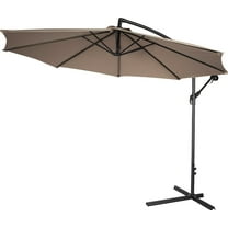 Barton 10ft Outdoor Patio Umbrella Offset Cantilever Umbrella Crank with Cross Base, Beige
