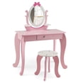 thumbnail image 2 of Spaco Kid Vanity Table Stool Set with Oval Rotatable Mirror-Pink, Girls Vanity for Girls Kids, 2 of 8