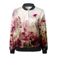 thumbnail image 3 of Womens Casual Daily Jackets Lightweight Zip Up Casual Jacket Floral Print Coat Stand Collar Short Sports Outwear Zipper Tops Wool Jacket Women Womens Winter Coat Womens Jackets Trendy Women Casual, 3 of 4