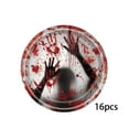 thumbnail image 2 of 16 Pcs Halloween Theme Tableware, Spooky Disposable Dinnerware with Plates, Napkins, Forks for Halloween Horror-Themed Events, and Haunted House Party Supplies, 2 of 5