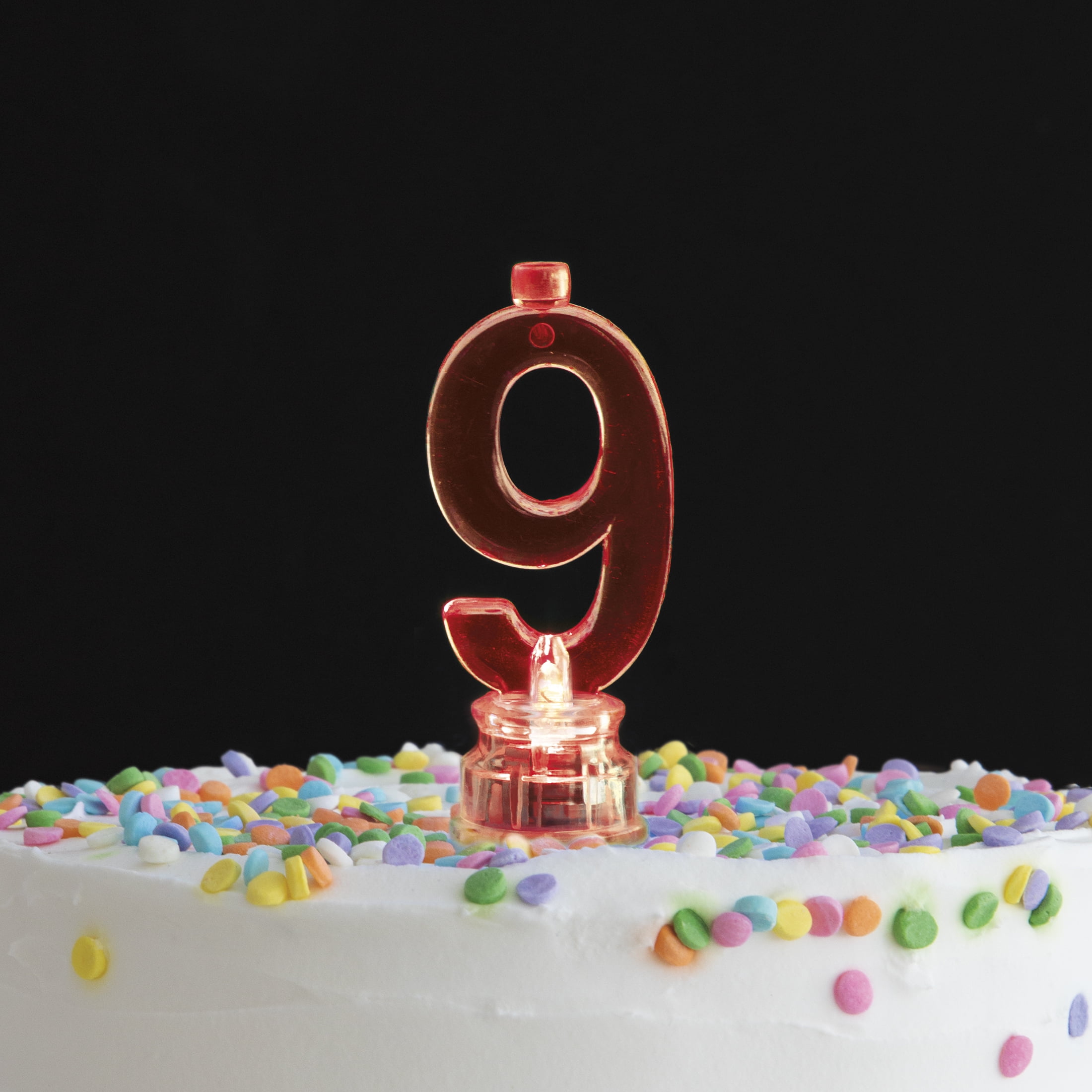 Multicolor Number 9 Flashing Birthday Candle Holder and Candles Set, 5 Pieces, by Way To Celebrate