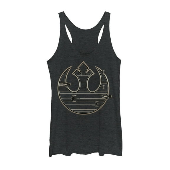 Women's Star Wars The Last Jedi Rebel Logo Streak Racerback Tank Top Black Heather Medium