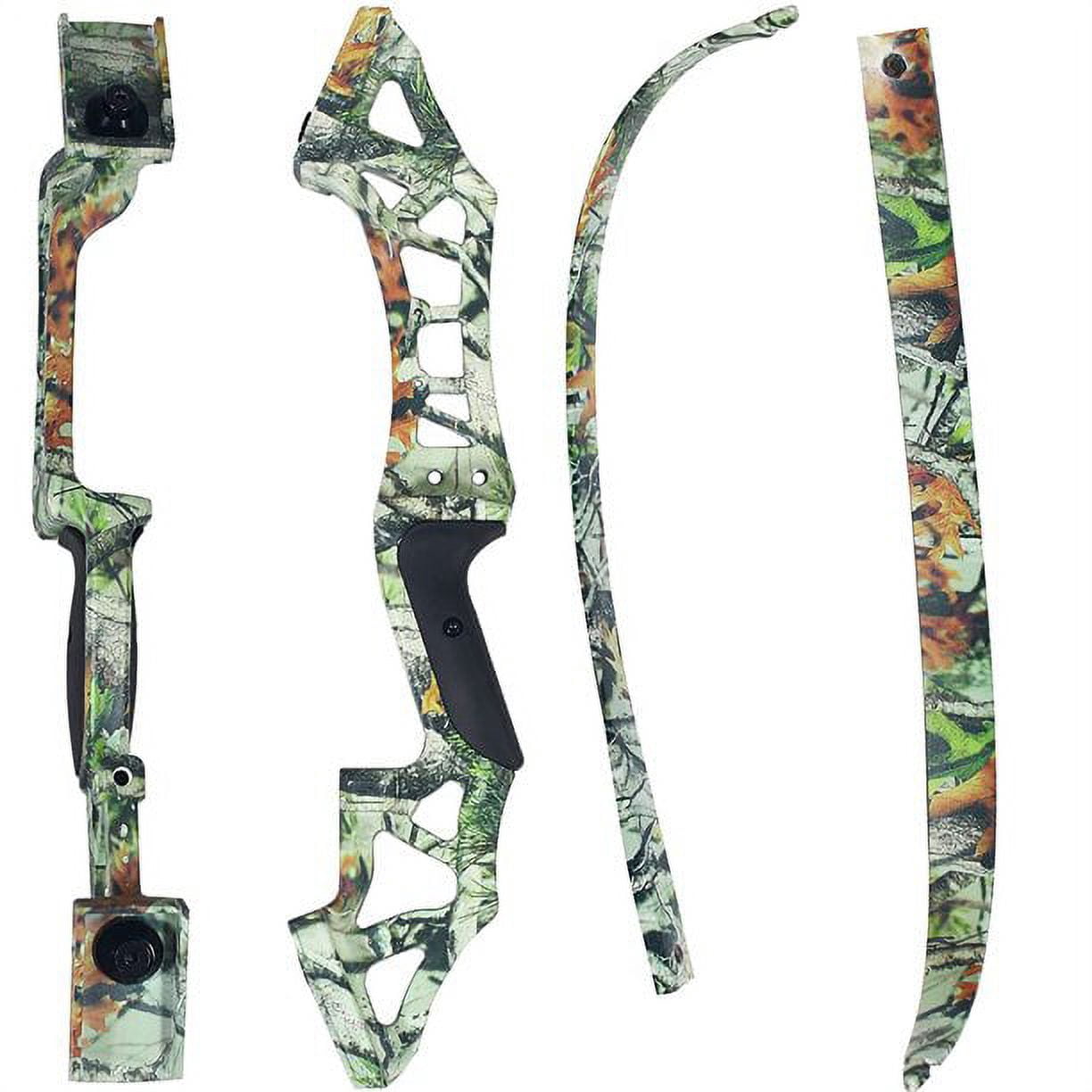 60" 45lbs Camo Metal Riser Recurve Bow for Outdoor Hunting Archery Competition Shooting Right Hand Adult Takedown Long Bow