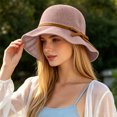 thumbnail image 2 of Women Knitted Bucket Sun‑Hat With Bow‑Knot Strap UV Protection Wide Brim Elegant Summer Sun Hat Packable Breathable Outdoor Travel Beach Head‑Accessory, 2 of 4